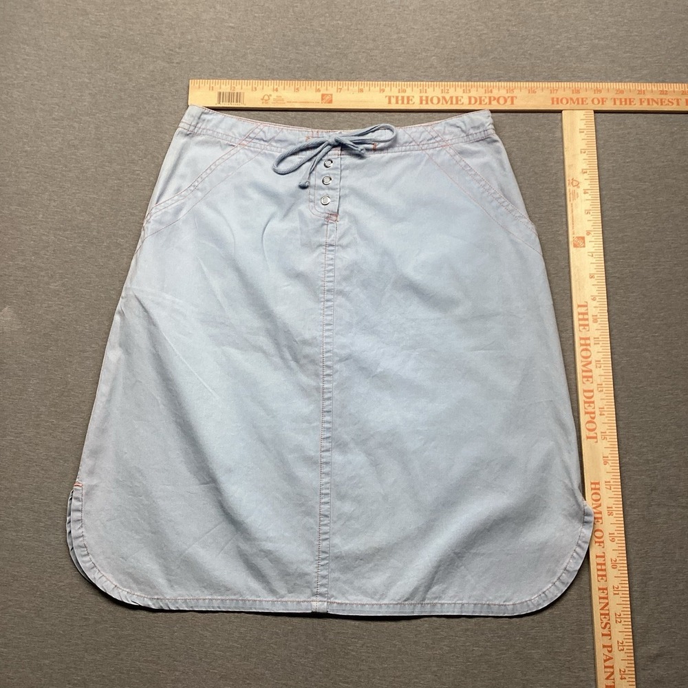 Sitwell Womens Skirt Size 4 Light Wash Cotton Denim Chambray Utility Pink Stitch